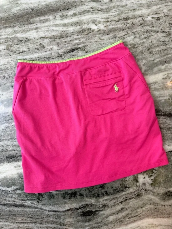 Polo Ralph Lauren Hot Pink Golf Skirt with Lime Green Trim - Picture 5 of 7